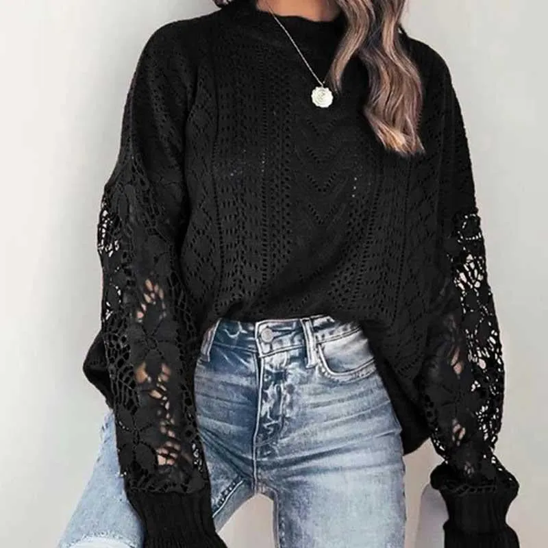 Womens Sweater women Crochet Hollow Out Oversized Knit Pullover Jumper