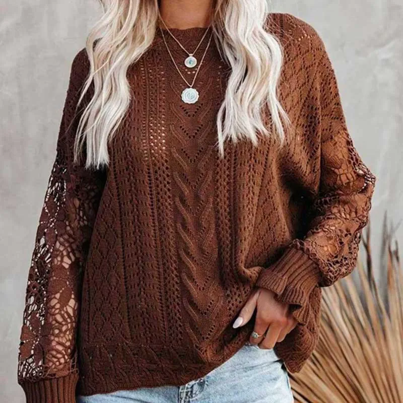 Womens Sweater women Crochet Hollow Out Oversized Knit Pullover Jumper