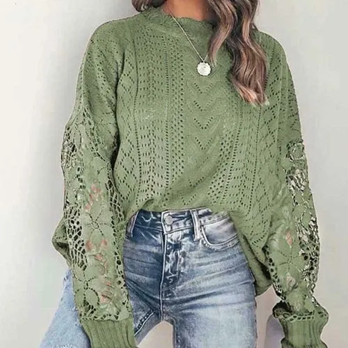 Womens Sweater women Crochet Hollow Out Oversized Knit Pullover Jumper