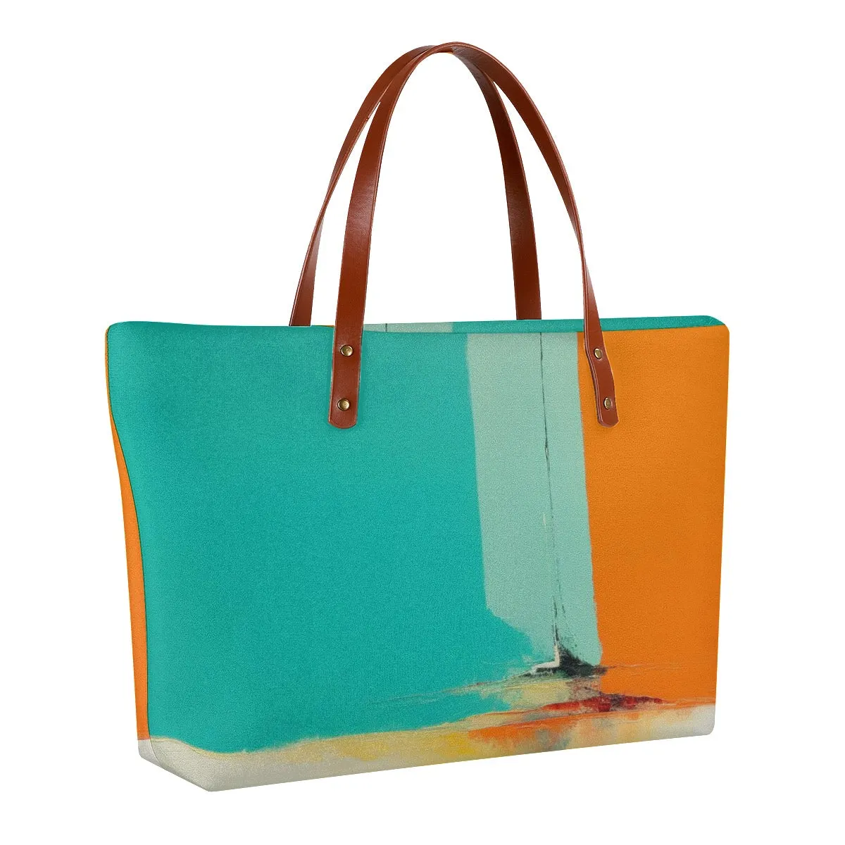 Women's Tote Bag | Diving Cloth122 aqua, an orange abstract print